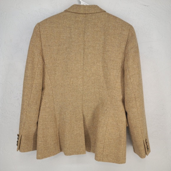 Lauren Ralph Lauren 8 | Tan Wool Tweed Crest Button Blazer Jacket Womens - Picture 2 of 6